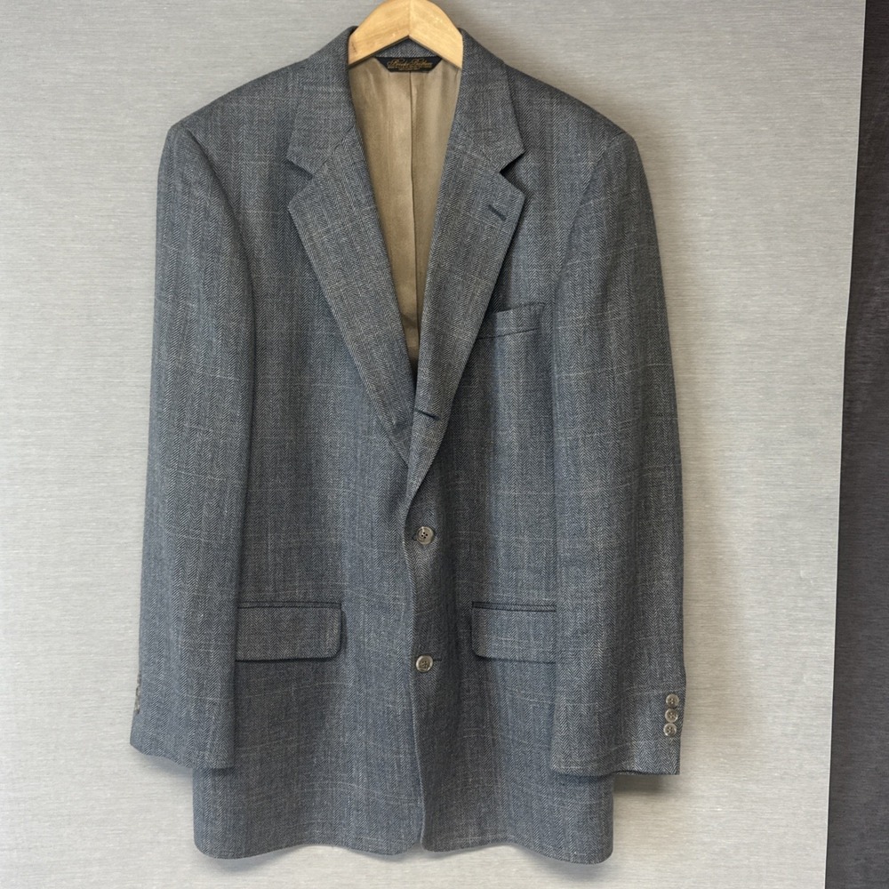 Brooks Brothers Blue Windowpane Sport Coat Jacket 41 Long (Factory Second)